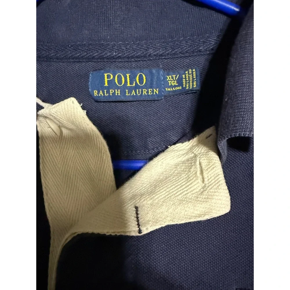 Vintage Polo Ralph Lauren 1967 Crest Chevron Rugby Shirt Men's XLT Tall Navy